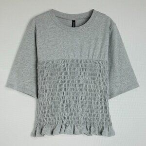 H & M Smocked Crop Top Light Gray Divided - New with Tags